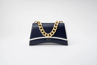Dharma Crossbody Navy with White Trim Matte Gold Chain img3
