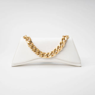 Satori Clutch | White Star & Gold Chain for Women by Eslla
