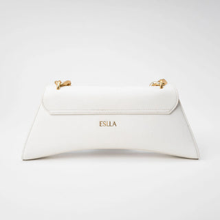 Women Satori Clutch | White Star & Gold Chain by Eslla