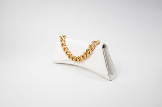 Satori Clutch White Star with Matte Gold Chain